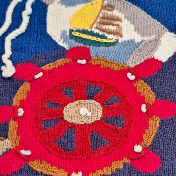 Vintage Preppy Coastal Nautical Embroidered Cotton Blend Sweater Vest Womens S - Picture 4 of 16